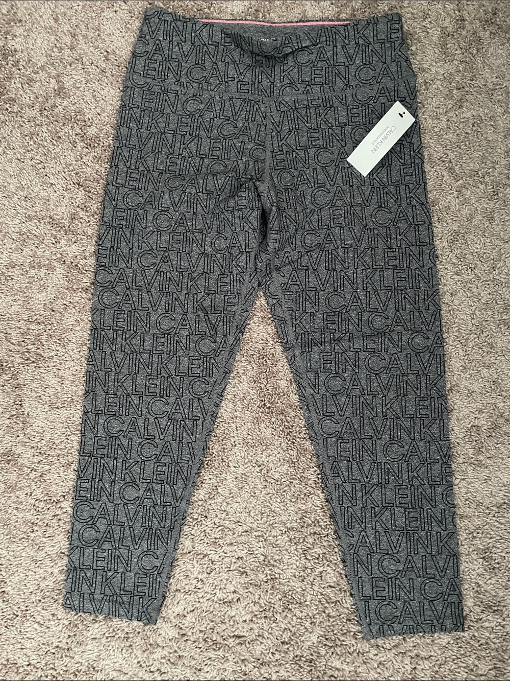 Calvin Klein Gray All-Over Logo Girls' Leggings